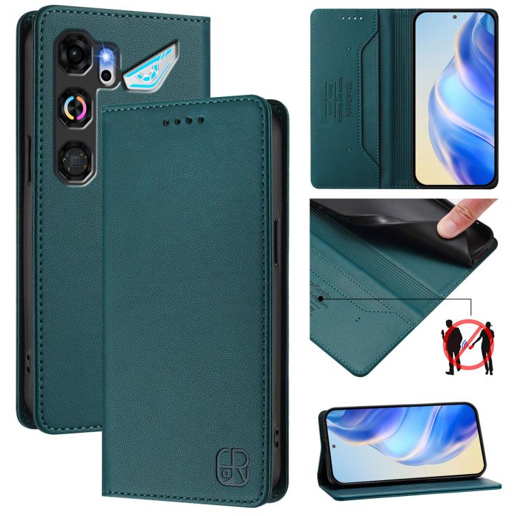 RC01 Dual-Folded Magnetic Suction RFID Leather Phone Case, For ZTE nubia Neo 5 5G, For ZTE nubia Neo 5 GT 5G, For ZTE Nubia P7 Pro / Optus X Value 5G, For ZTE Nubia P9 Pro / Optus X Pro 2 5G, For ZTE nubia RedMagic 11 Air                               ...