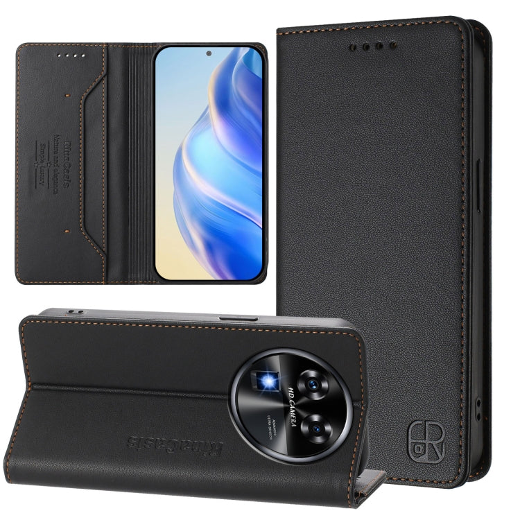RC01 Dual-Folded Magnetic Suction RFID Leather Phone Case, For Oukitel C59 / C59 Pro, For Oukitel C57 / C57S / C57 Pro, For Oukitel C53, For Oukitel C50, For Oukitel C37, For Oukitel C51