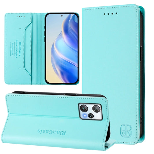 RC01 Dual-Folded Magnetic Suction RFID Leather Phone Case, For Blackview A53