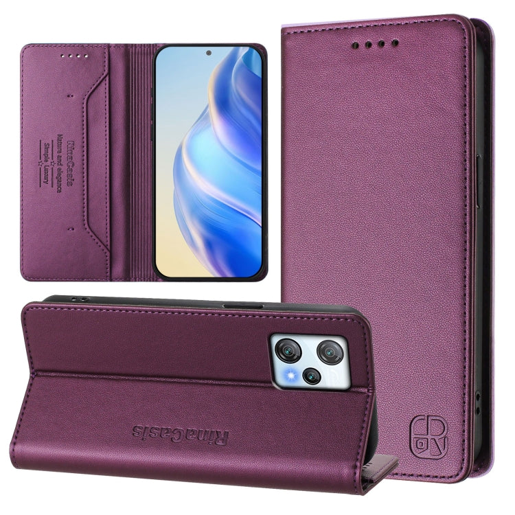 RC01 Dual-Folded Magnetic Suction RFID Leather Phone Case, For Blackview A53
