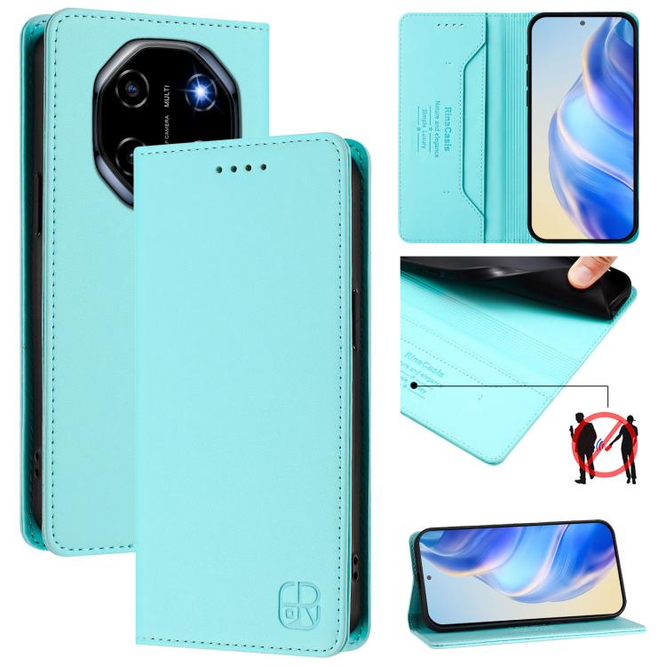 RC01 Dual-Folded Magnetic Suction RFID Leather Phone Case, For Blackview WAVE 7C, For Blackview WAVE 10, For Blackview Shark 6, For Blackview Oscal Tiger 13, For Blackview Shark 9, For Blackview Wave 8C
