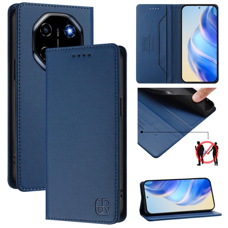 RC01 Dual-Folded Magnetic Suction RFID Leather Phone Case, For Blackview WAVE 7C, For Blackview WAVE 10, For Blackview Shark 6, For Blackview Oscal Tiger 13, For Blackview Shark 9, For Blackview Wave 8C