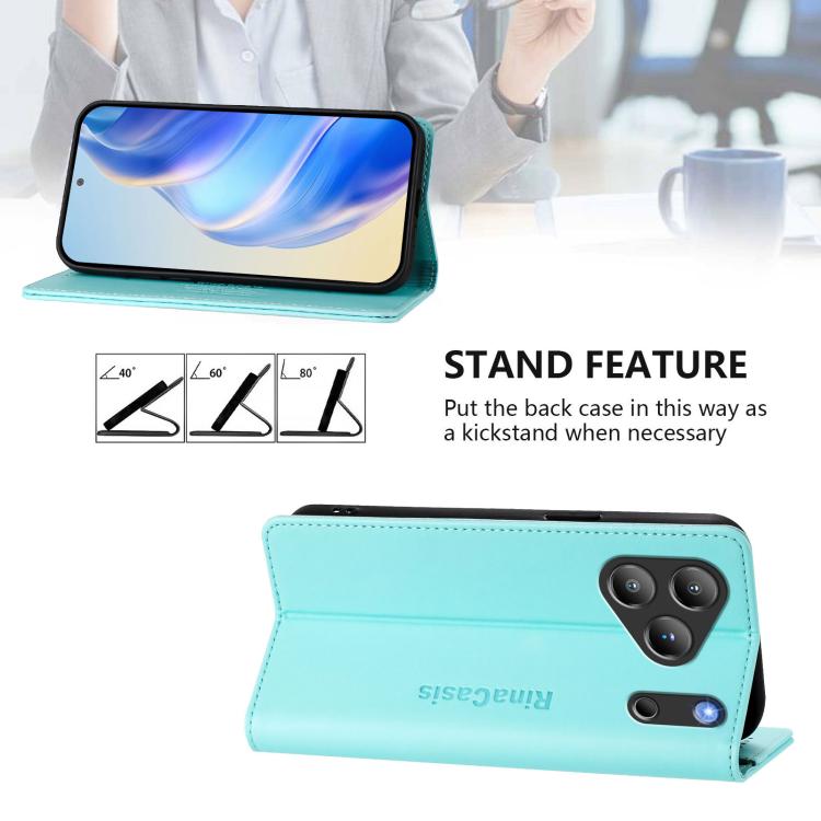 RC01 Dual-Folded Magnetic Suction RFID Leather Phone Case, For Blackview WAVE 7C, For Blackview WAVE 10, For Blackview Shark 6, For Blackview Oscal Tiger 13, For Blackview Shark 9, For Blackview Wave 8C