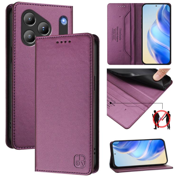 RC01 Dual-Folded Magnetic Suction RFID Leather Phone Case, For Blackview WAVE 7C, For Blackview WAVE 10, For Blackview Shark 6, For Blackview Oscal Tiger 13, For Blackview Shark 9, For Blackview Wave 8C