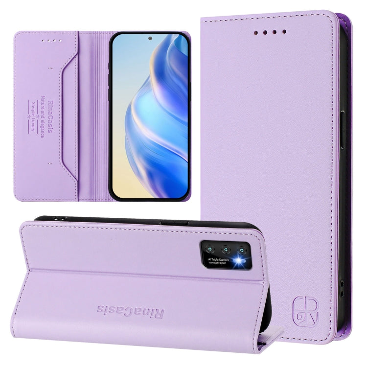 RC01 Dual-Folded Magnetic Suction RFID Leather Phone Case, For Cubot Note 40, For Cubot P50