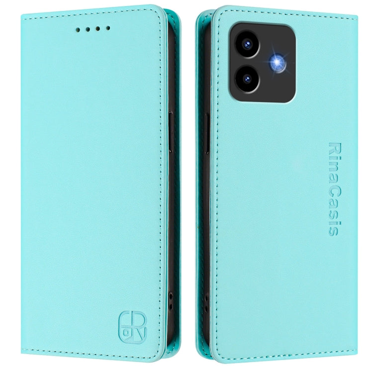 RC01 Dual-Folded Magnetic Suction RFID Leather Phone Case, For Cubot Note 40, For Cubot P50