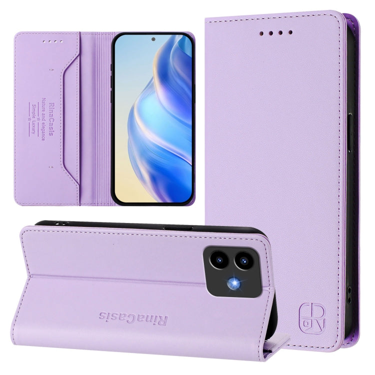 RC01 Dual-Folded Magnetic Suction RFID Leather Phone Case, For Cubot Note 40, For Cubot P50