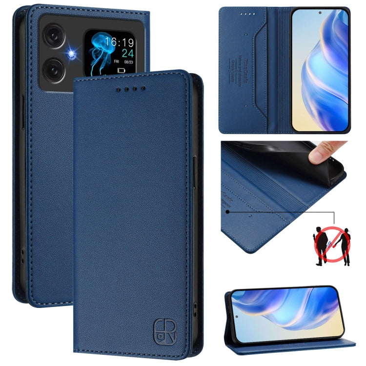 RC01 Dual-Folded Magnetic Suction RFID Leather Phone Case, For Cubot A40, For Cubot P90, For Cubot A30, For Cubot A20, For Cubot Max 5, For Cubot A10