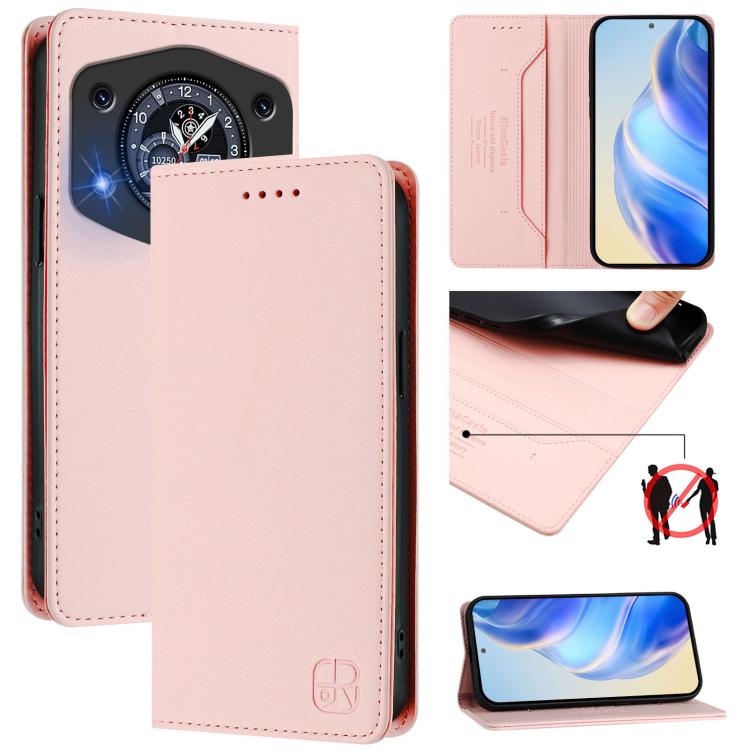 RC01 Dual-Folded Magnetic Suction RFID Leather Phone Case, For Cubot A40, For Cubot P90, For Cubot A30, For Cubot A20, For Cubot Max 5, For Cubot A10