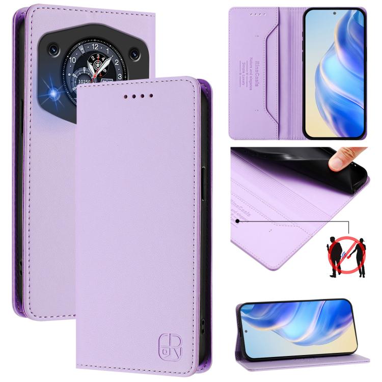 RC01 Dual-Folded Magnetic Suction RFID Leather Phone Case, For Cubot A40, For Cubot P90, For Cubot A30, For Cubot A20, For Cubot Max 5, For Cubot A10