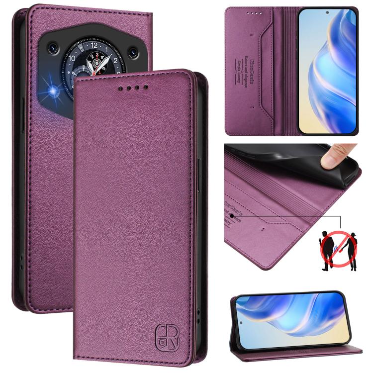 RC01 Dual-Folded Magnetic Suction RFID Leather Phone Case, For Cubot A40, For Cubot P90, For Cubot A30, For Cubot A20, For Cubot Max 5, For Cubot A10