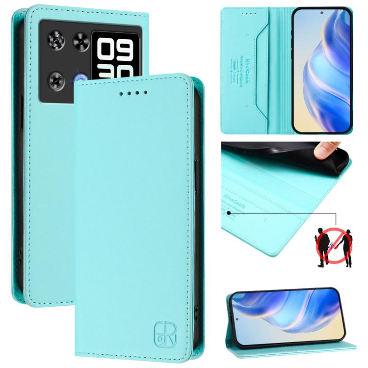 RC01 Dual-Folded Magnetic Suction RFID Leather Phone Case, For Cubot A40, For Cubot P90, For Cubot A30, For Cubot A20, For Cubot Max 5, For Cubot A10