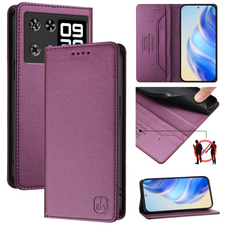 RC01 Dual-Folded Magnetic Suction RFID Leather Phone Case, For Cubot A40, For Cubot P90, For Cubot A30, For Cubot A20, For Cubot Max 5, For Cubot A10