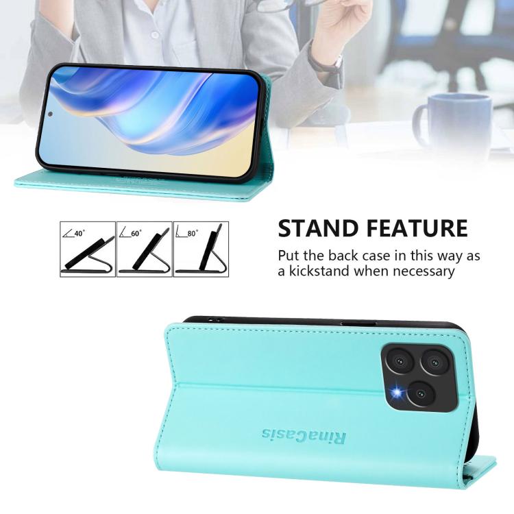 RC01 Dual-Folded Magnetic Suction RFID Leather Phone Case, For Cubot A40, For Cubot P90, For Cubot A30, For Cubot A20, For Cubot Max 5, For Cubot A10