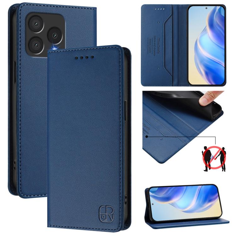 RC01 Dual-Folded Magnetic Suction RFID Leather Phone Case, For Cubot A40, For Cubot P90, For Cubot A30, For Cubot A20, For Cubot Max 5, For Cubot A10