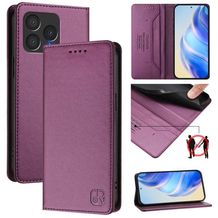 RC01 Dual-Folded Magnetic Suction RFID Leather Phone Case, For Cubot A40, For Cubot P90, For Cubot A30, For Cubot A20, For Cubot Max 5, For Cubot A10