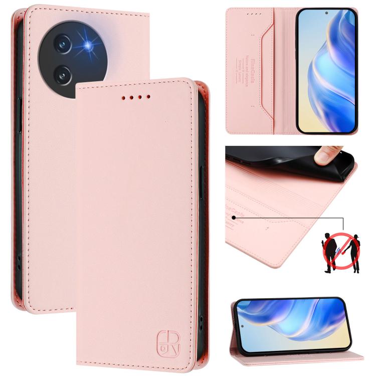 RC01 Dual-Folded Magnetic Suction RFID Leather Phone Case, For Doogee Note 56 / Note 56 Pro, For Doogee N60 Pro, For Doogee Note 59 / Note 59 Pro, For Doofee N55 Plus