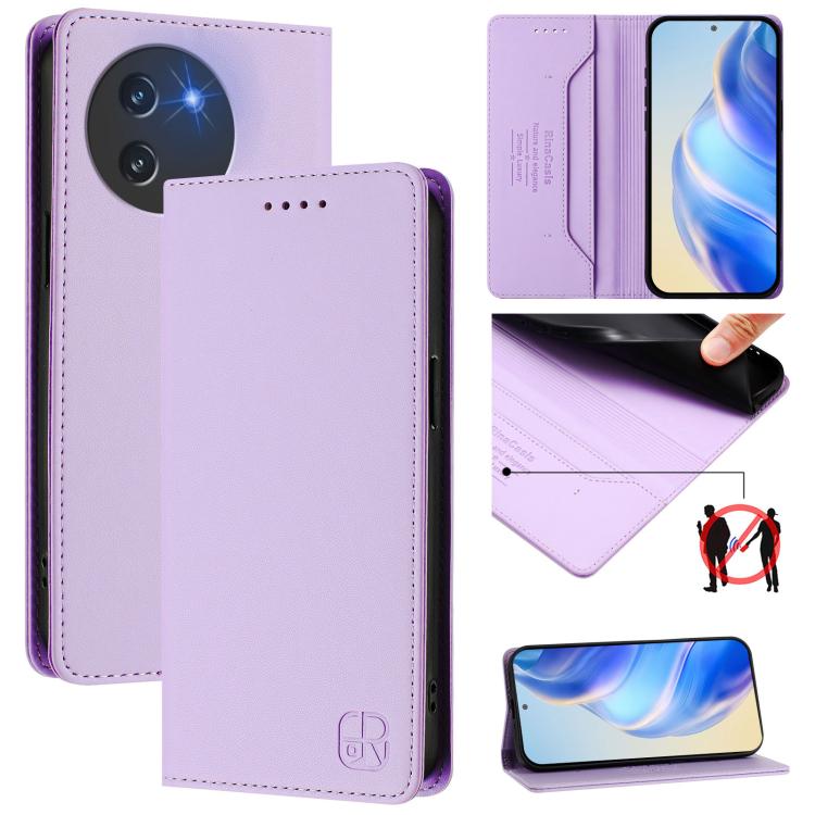 RC01 Dual-Folded Magnetic Suction RFID Leather Phone Case, For Doogee Note 56 / Note 56 Pro, For Doogee N60 Pro, For Doogee Note 59 / Note 59 Pro, For Doofee N55 Plus