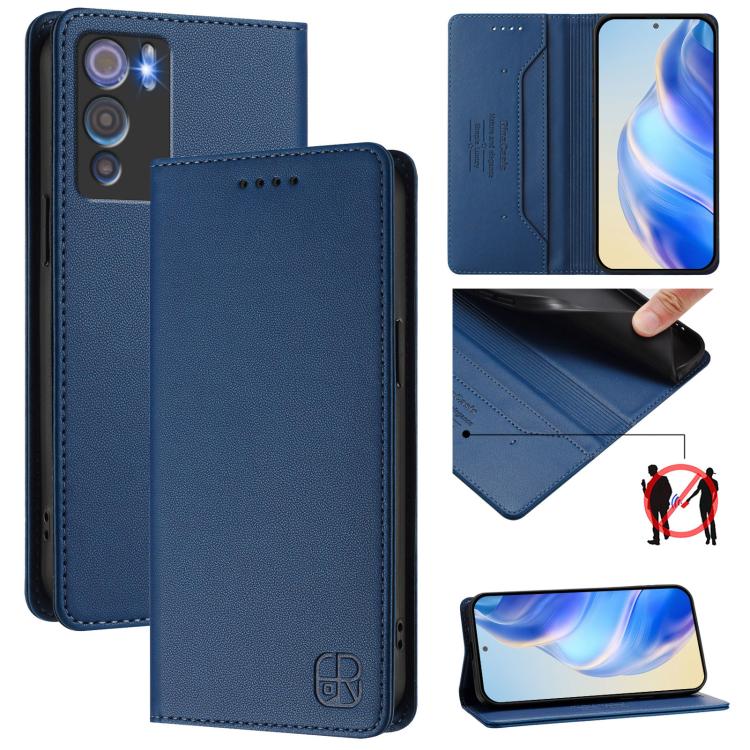 RC01 Dual-Folded Magnetic Suction RFID Leather Phone Case, For Doogee Note 56 / Note 56 Pro, For Doogee N60 Pro, For Doogee Note 59 / Note 59 Pro, For Doofee N55 Plus