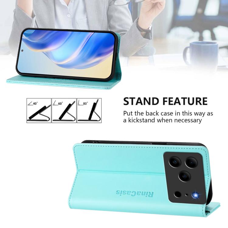 RC01 Dual-Folded Magnetic Suction RFID Leather Phone Case, For Doogee Note 56 / Note 56 Pro, For Doogee N60 Pro, For Doogee Note 59 / Note 59 Pro, For Doofee N55 Plus