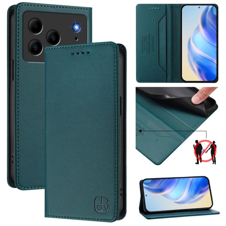 RC01 Dual-Folded Magnetic Suction RFID Leather Phone Case, For Doogee Note 56 / Note 56 Pro, For Doogee N60 Pro, For Doogee Note 59 / Note 59 Pro, For Doofee N55 Plus