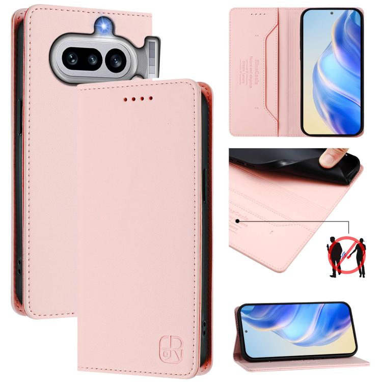 RC01 Dual-Folded Magnetic Suction RFID Leather Phone Case, For Nothing Phone 4a Pro, For Nothing Phone 4a, For Nothing CMF Phone 1, For Nothing Phone 2a
