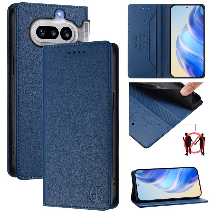 RC01 Dual-Folded Magnetic Suction RFID Leather Phone Case, For Nothing Phone 4a Pro, For Nothing Phone 4a, For Nothing CMF Phone 1, For Nothing Phone 2a