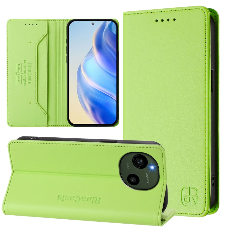 RC01 Dual-Folded Magnetic Suction RFID Leather Phone Case, For Sharp Aquos R9 Pro SH-54E, For Sharp Aquos wish4 SH-52E, For Sharp Aquos R9 SH-51E, For Sharp Aquos Sense8 SHG11 / SH-54D, For Sharp Aquos Wish3