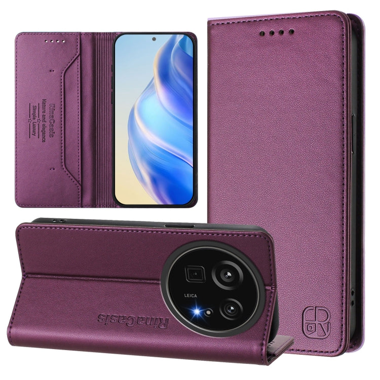 RC01 Dual-Folded Magnetic Suction RFID Leather Phone Case, For Sharp Aquos R9 Pro SH-54E, For Sharp Aquos wish4 SH-52E, For Sharp Aquos R9 SH-51E, For Sharp Aquos Sense8 SHG11 / SH-54D, For Sharp Aquos Wish3