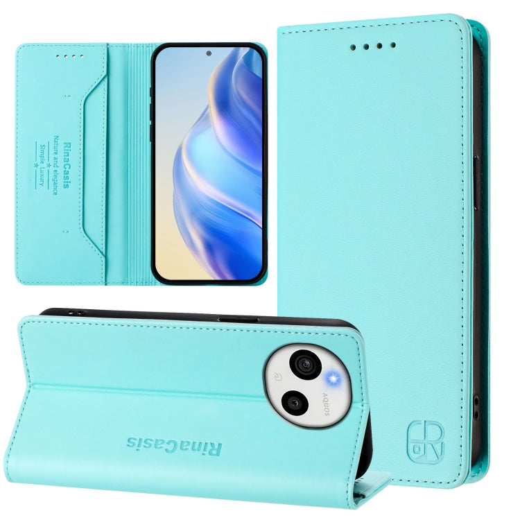 RC01 Dual-Folded Magnetic Suction RFID Leather Phone Case, For Sharp Aquos wish6, For Sharp Aquos R11, For Sharp Aquos Sense10, For Sharp Basio Active3, For Sharp Aquos Sense9 Plus, For Sharp Aquos Sense9