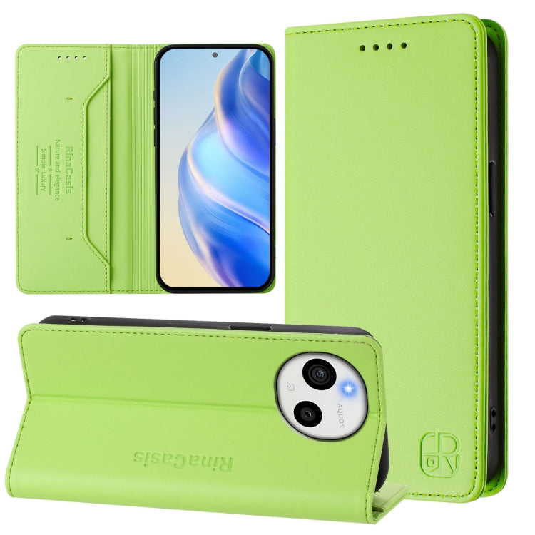 RC01 Dual-Folded Magnetic Suction RFID Leather Phone Case, For Sharp Aquos wish6, For Sharp Aquos R11, For Sharp Aquos Sense10, For Sharp Basio Active3, For Sharp Aquos Sense9 Plus, For Sharp Aquos Sense9