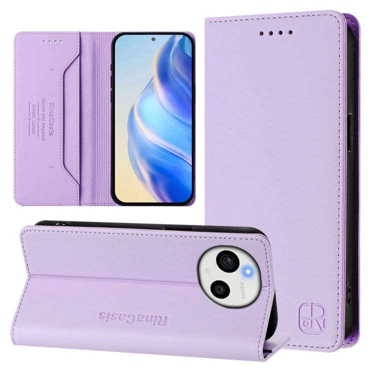 RC01 Dual-Folded Magnetic Suction RFID Leather Phone Case, For Sharp Aquos wish6, For Sharp Aquos R11, For Sharp Aquos Sense10, For Sharp Basio Active3, For Sharp Aquos Sense9 Plus, For Sharp Aquos Sense9