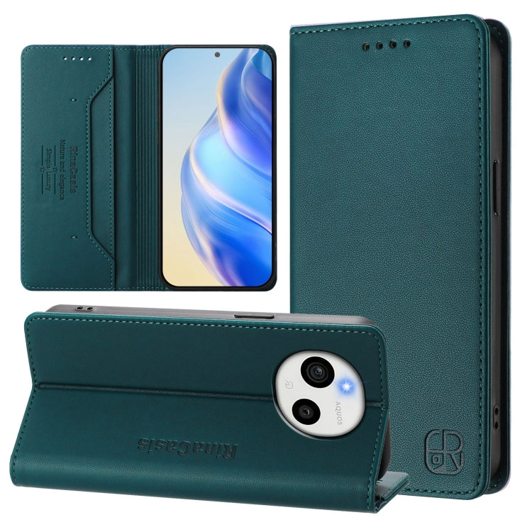 RC01 Dual-Folded Magnetic Suction RFID Leather Phone Case, For Sharp Aquos wish6, For Sharp Aquos R11, For Sharp Aquos Sense10, For Sharp Basio Active3, For Sharp Aquos Sense9 Plus, For Sharp Aquos Sense9