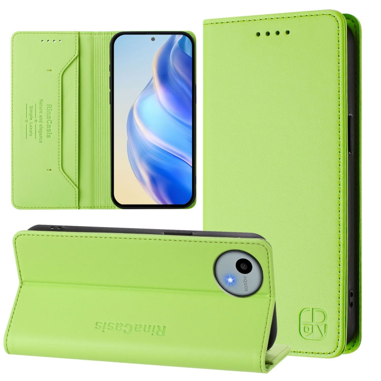 RC01 Dual-Folded Magnetic Suction RFID Leather Phone Case, For Sharp Aquos R9 Pro SH-54E, For Sharp Aquos wish4 SH-52E, For Sharp Aquos R9 SH-51E, For Sharp Aquos Sense8 SHG11 / SH-54D, For Sharp Aquos Wish3