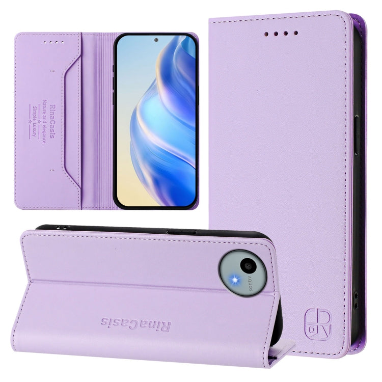 RC01 Dual-Folded Magnetic Suction RFID Leather Phone Case, For Sharp Aquos R9 Pro SH-54E, For Sharp Aquos wish4 SH-52E, For Sharp Aquos R9 SH-51E, For Sharp Aquos Sense8 SHG11 / SH-54D, For Sharp Aquos Wish3