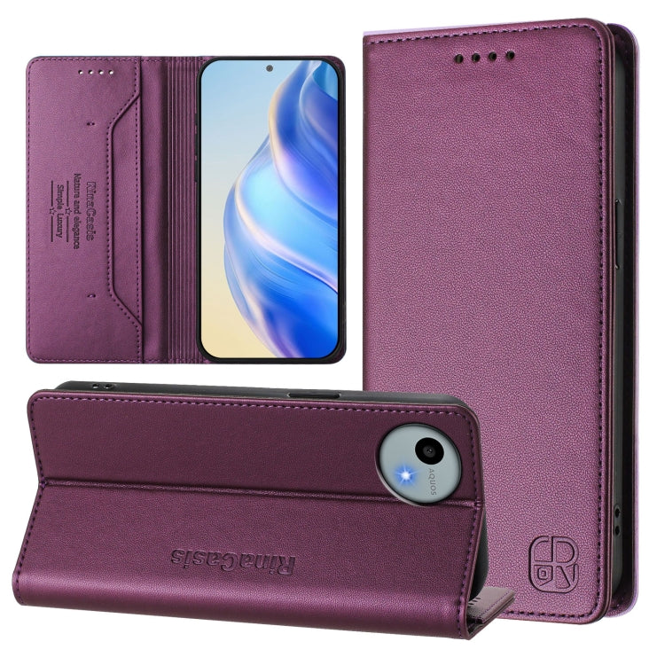 RC01 Dual-Folded Magnetic Suction RFID Leather Phone Case, For Sharp Aquos R9 Pro SH-54E, For Sharp Aquos wish4 SH-52E, For Sharp Aquos R9 SH-51E, For Sharp Aquos Sense8 SHG11 / SH-54D, For Sharp Aquos Wish3