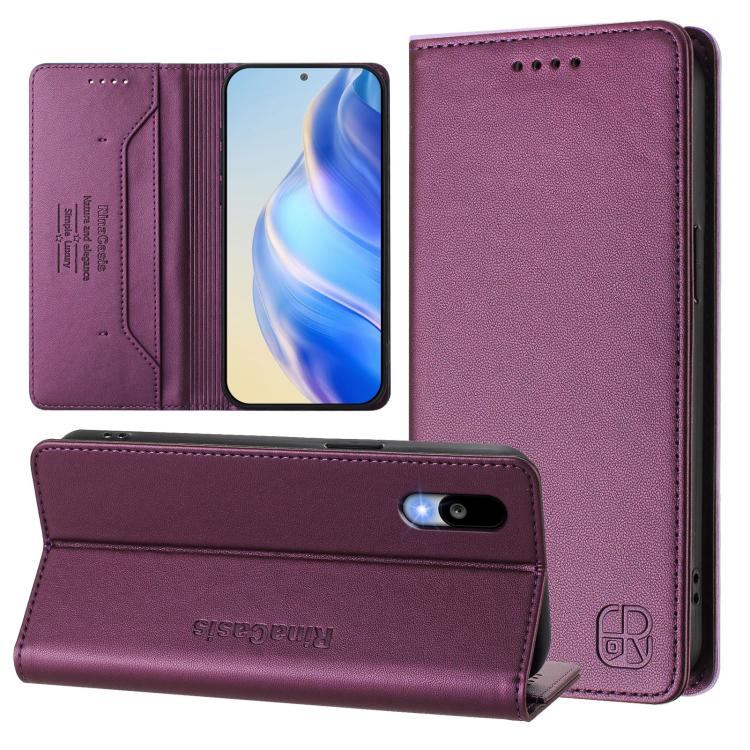 RC01 Dual-Folded Magnetic Suction RFID Leather Phone Case, For Sharp Aquos wish6, For Sharp Aquos R11, For Sharp Aquos Sense10, For Sharp Basio Active3, For Sharp Aquos Sense9 Plus, For Sharp Aquos Sense9