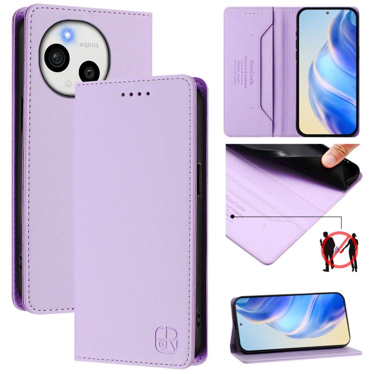 RC01 Dual-Folded Magnetic Suction RFID Leather Phone Case, For Sharp Aquos wish6, For Sharp Aquos R11, For Sharp Aquos Sense10, For Sharp Basio Active3, For Sharp Aquos Sense9 Plus, For Sharp Aquos Sense9