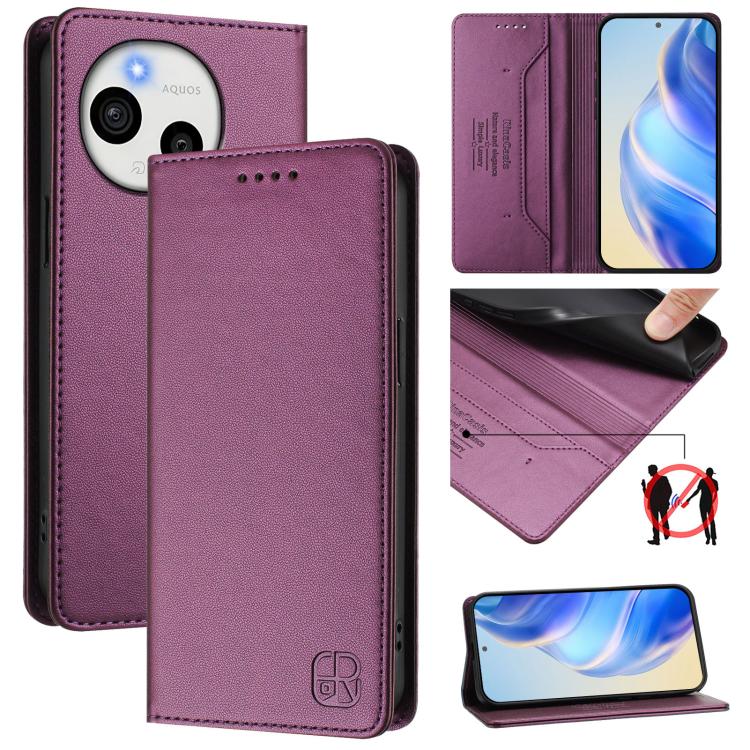 RC01 Dual-Folded Magnetic Suction RFID Leather Phone Case, For Sharp Aquos wish6, For Sharp Aquos R11, For Sharp Aquos Sense10, For Sharp Basio Active3, For Sharp Aquos Sense9 Plus, For Sharp Aquos Sense9