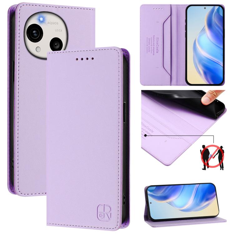 RC01 Dual-Folded Magnetic Suction RFID Leather Phone Case, For Sharp Aquos wish6, For Sharp Aquos R11, For Sharp Aquos Sense10, For Sharp Basio Active3, For Sharp Aquos Sense9 Plus, For Sharp Aquos Sense9