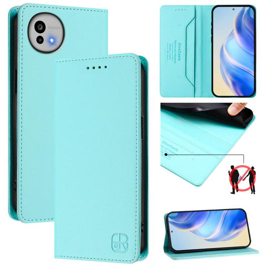 RC01 Dual-Folded Magnetic Suction RFID Leather Phone Case, For Sharp Aquos wish6, For Sharp Aquos R11, For Sharp Aquos Sense10, For Sharp Basio Active3, For Sharp Aquos Sense9 Plus, For Sharp Aquos Sense9