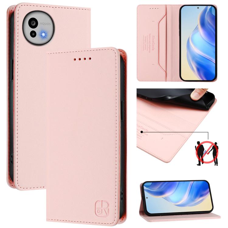 RC01 Dual-Folded Magnetic Suction RFID Leather Phone Case, For Sharp Aquos wish6, For Sharp Aquos R11, For Sharp Aquos Sense10, For Sharp Basio Active3, For Sharp Aquos Sense9 Plus, For Sharp Aquos Sense9