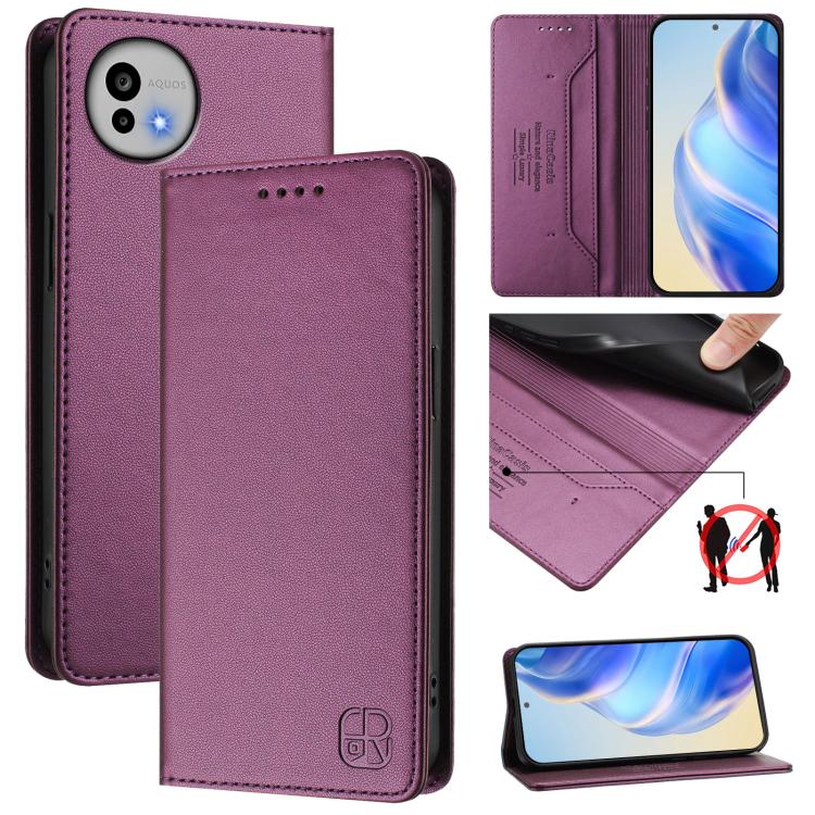 RC01 Dual-Folded Magnetic Suction RFID Leather Phone Case, For Sharp Aquos wish6, For Sharp Aquos R11, For Sharp Aquos Sense10, For Sharp Basio Active3, For Sharp Aquos Sense9 Plus, For Sharp Aquos Sense9