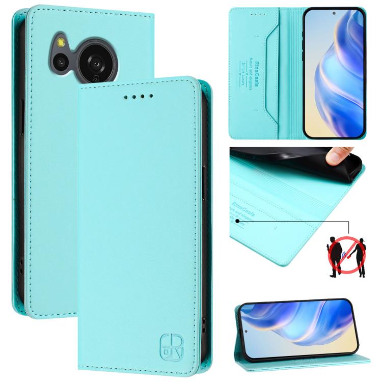 RC01 Dual-Folded Magnetic Suction RFID Leather Phone Case, For Sharp Aquos R9 Pro SH-54E, For Sharp Aquos wish4 SH-52E, For Sharp Aquos R9 SH-51E, For Sharp Aquos Sense8 SHG11 / SH-54D, For Sharp Aquos Wish3