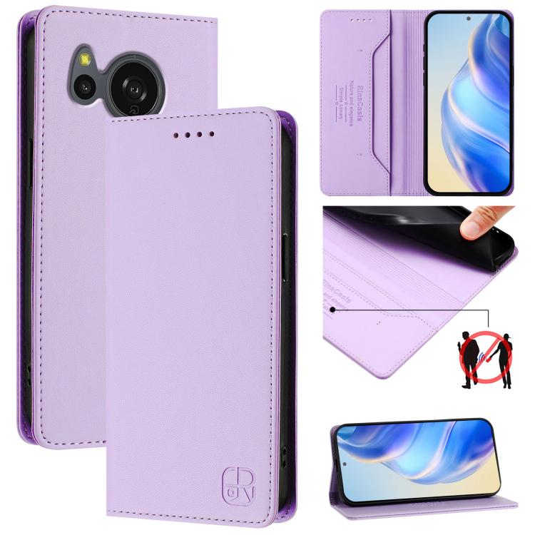 RC01 Dual-Folded Magnetic Suction RFID Leather Phone Case, For Sharp Aquos R9 Pro SH-54E, For Sharp Aquos wish4 SH-52E, For Sharp Aquos R9 SH-51E, For Sharp Aquos Sense8 SHG11 / SH-54D, For Sharp Aquos Wish3