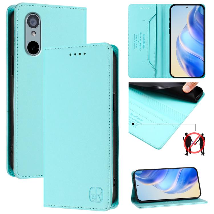RC01 Dual-Folded Magnetic Suction RFID Leather Phone Case, For Sharp Aquos R9 Pro SH-54E, For Sharp Aquos wish4 SH-52E, For Sharp Aquos R9 SH-51E, For Sharp Aquos Sense8 SHG11 / SH-54D, For Sharp Aquos Wish3