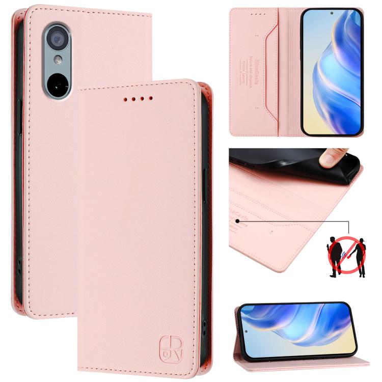 RC01 Dual-Folded Magnetic Suction RFID Leather Phone Case, For Sharp Aquos R9 Pro SH-54E, For Sharp Aquos wish4 SH-52E, For Sharp Aquos R9 SH-51E, For Sharp Aquos Sense8 SHG11 / SH-54D, For Sharp Aquos Wish3