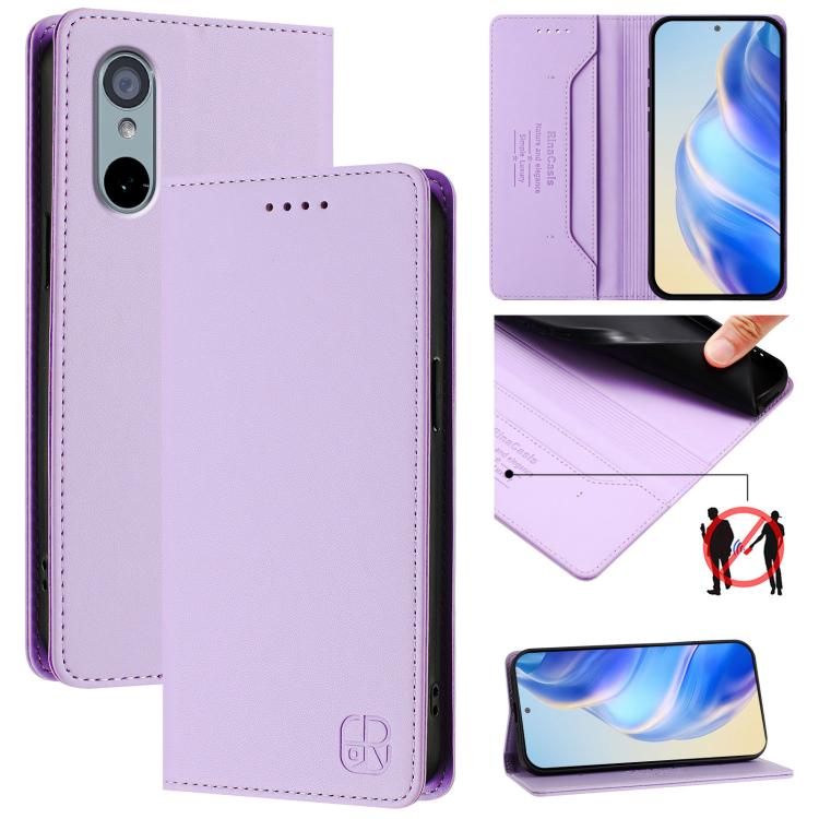 RC01 Dual-Folded Magnetic Suction RFID Leather Phone Case, For Sharp Aquos R9 Pro SH-54E, For Sharp Aquos wish4 SH-52E, For Sharp Aquos R9 SH-51E, For Sharp Aquos Sense8 SHG11 / SH-54D, For Sharp Aquos Wish3