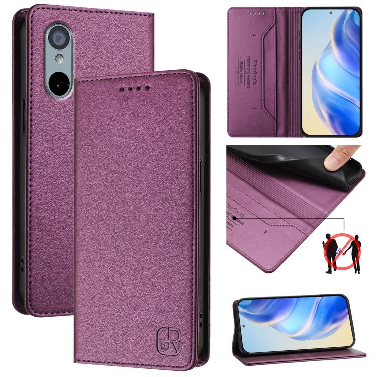 RC01 Dual-Folded Magnetic Suction RFID Leather Phone Case, For Sharp Aquos R9 Pro SH-54E, For Sharp Aquos wish4 SH-52E, For Sharp Aquos R9 SH-51E, For Sharp Aquos Sense8 SHG11 / SH-54D, For Sharp Aquos Wish3