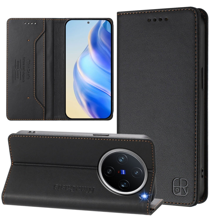 RC01 Dual-Folded Magnetic Suction RFID Leather Phone Case, For vivo S20 5G, For vivo S20 Pro 5G, For vivo Y300 5G, For vivo Y19s 4G Global, For vivo X200, For vivo X200 Pro mini